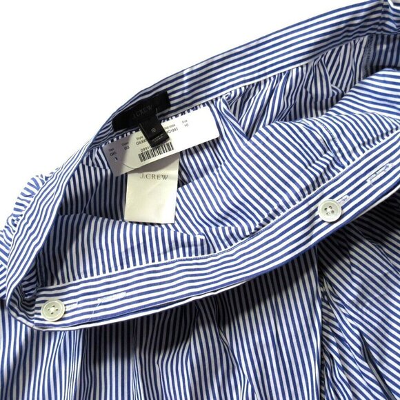NWT  J.Crew Ruffle Wrap Skirt in Blue Shirting Stripe Cotton Poplin 10 - Picture 4 of 5